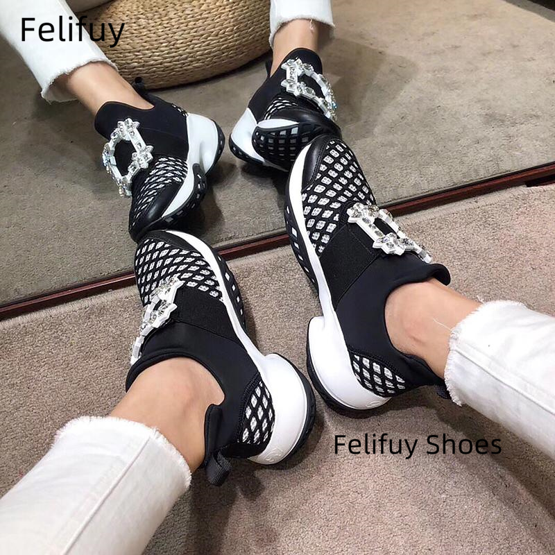 Women Shoes Qc - New Platform Sneakers Crystal Buckle Air