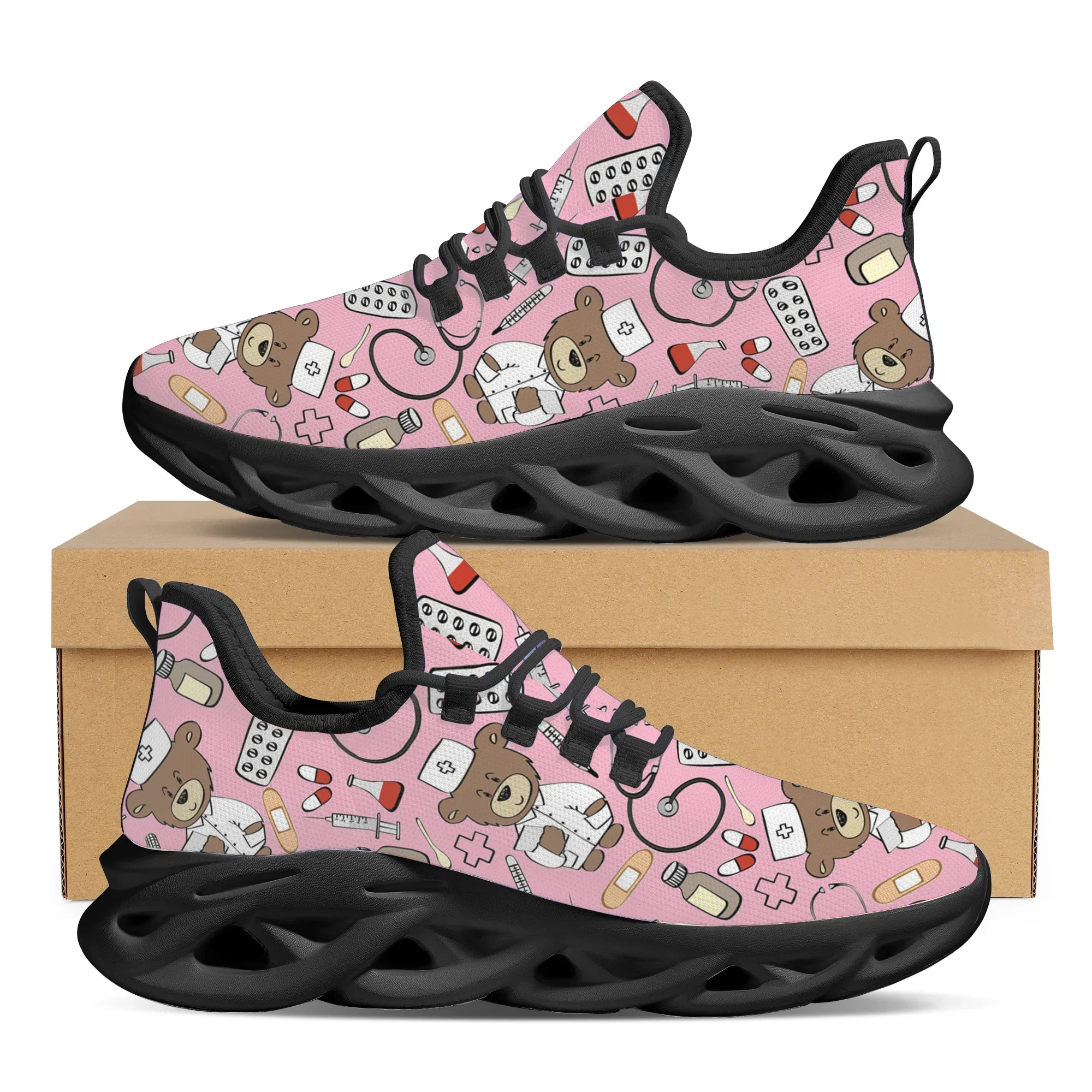 Women'S Shoes Nursing - Pink Cartoon Doctor Nurse Shoes for
