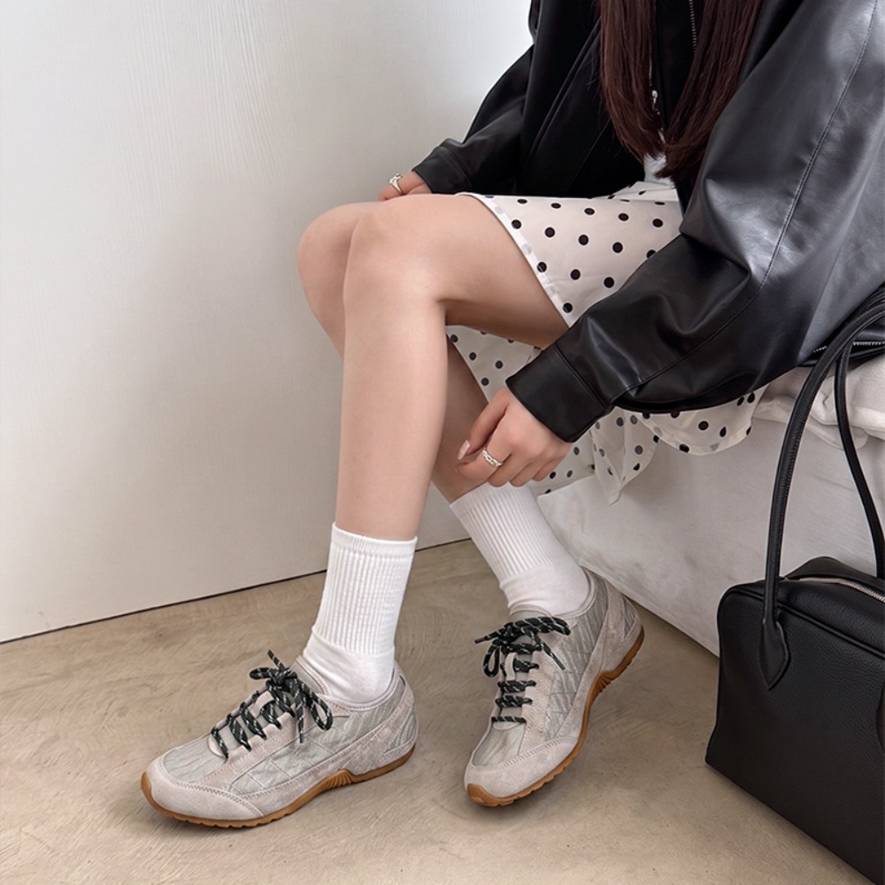 Vintage Stitching Panel Suede  - Women Shoes Sneakers recension och pris